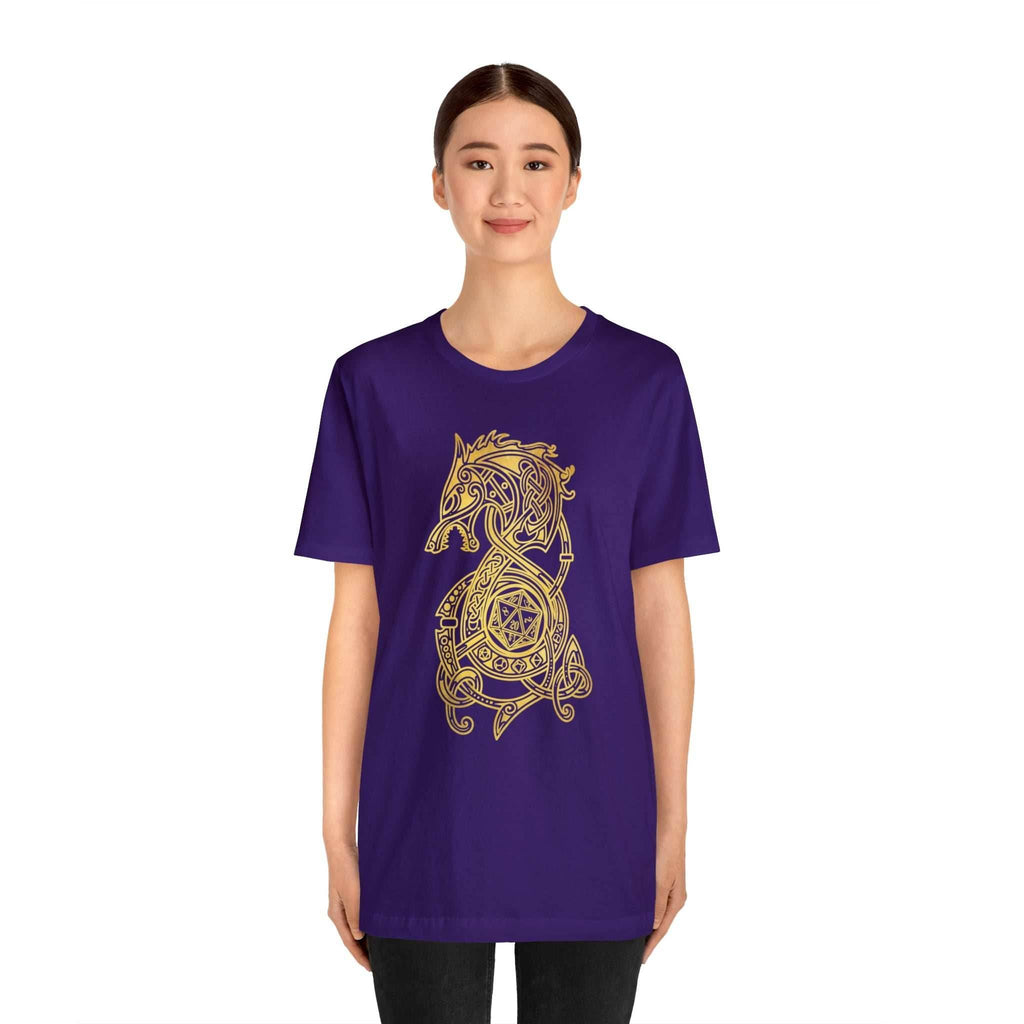 Golden Celtic Dice Dragon Shirt - Army / S