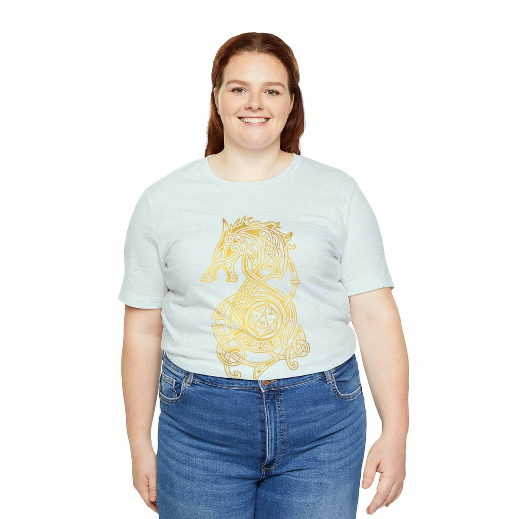 Golden Celtic Dice Dragon Shirt - Army / S