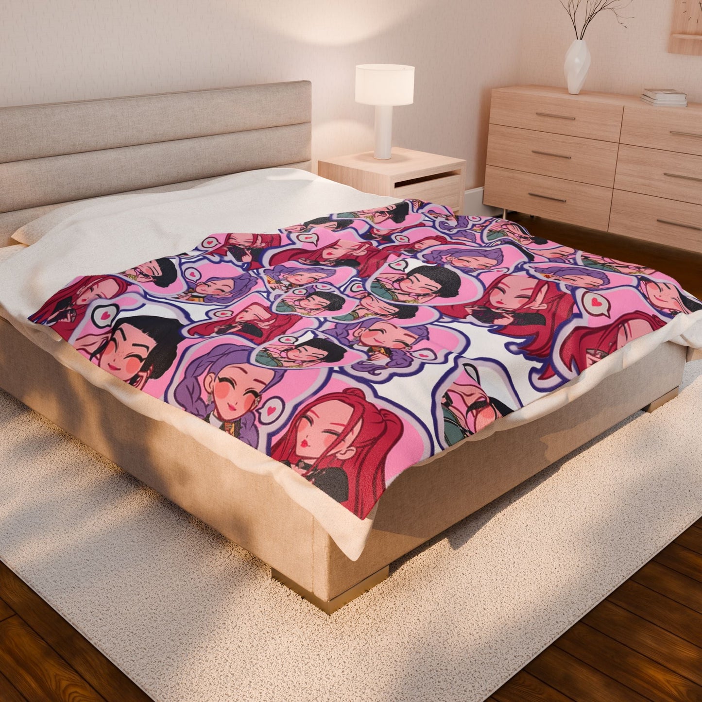 Idol style Velveteen Plush Blanket, Cozy Gift for Teens, Room Decor, Anime Theme, Comfortable Throw for All Occasions