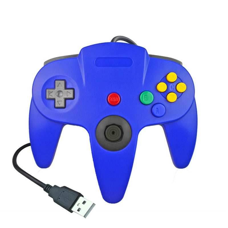 N64 USB wired game controller N64 appearance PC controller retro classic game console appearance controller - blue