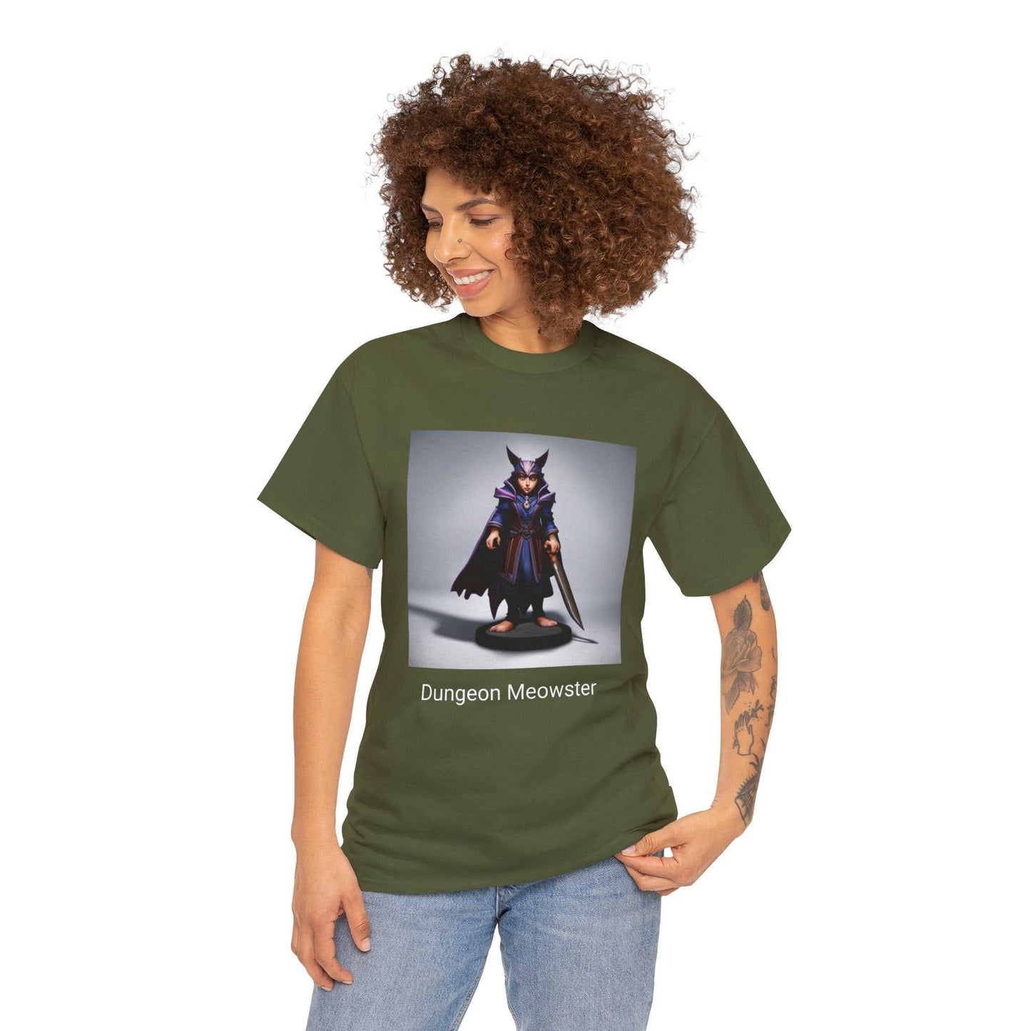 Dungeon Meowster Unisex Heavy Cotton Tee-DungeonDice1