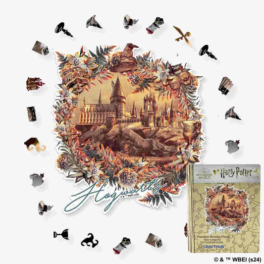 Harry Potter - Hogwarts Castle - Utilitarian Romance Wooden Jigsaw Puzzle - A4 + Wooden Gift Box
