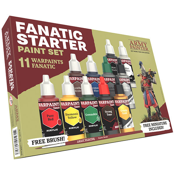 The Army Painter - Warpaint: Fanatic Starter Paint Set (11 colors + 1 brush + 1 miniature)