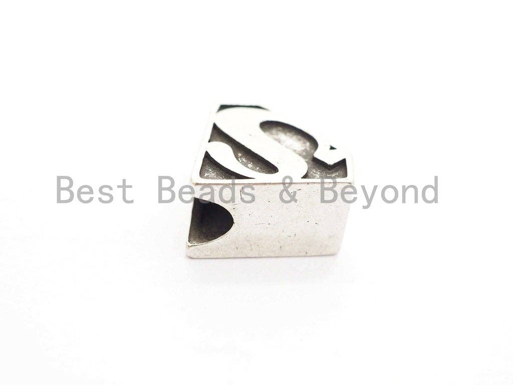 Antique Style Superman Symbol Bead, For 550 Paracord Survival Bracelet, Men's Bracelet Beads, Paracord KeyChain Beads, 17mm, 1pc, sku#Y130