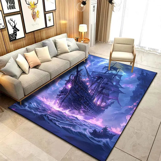 15 Sizes ghost Ship Pirate Ship Pattern Rug Carpets Bedroom Living Room Bathroom Mat Creative Door Mat Cloakroom Decor Area Rug