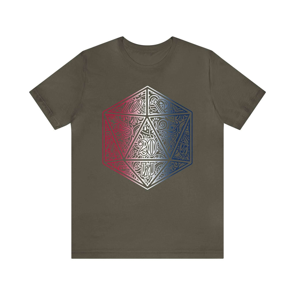 Red, White, and Blue Ombre Ornamental Dice Shirt - Army / S