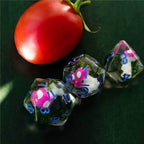 Pink Mushroom Dice Clear Green Vine w/Lavender Numbers 7-Dice Set Rpg - 