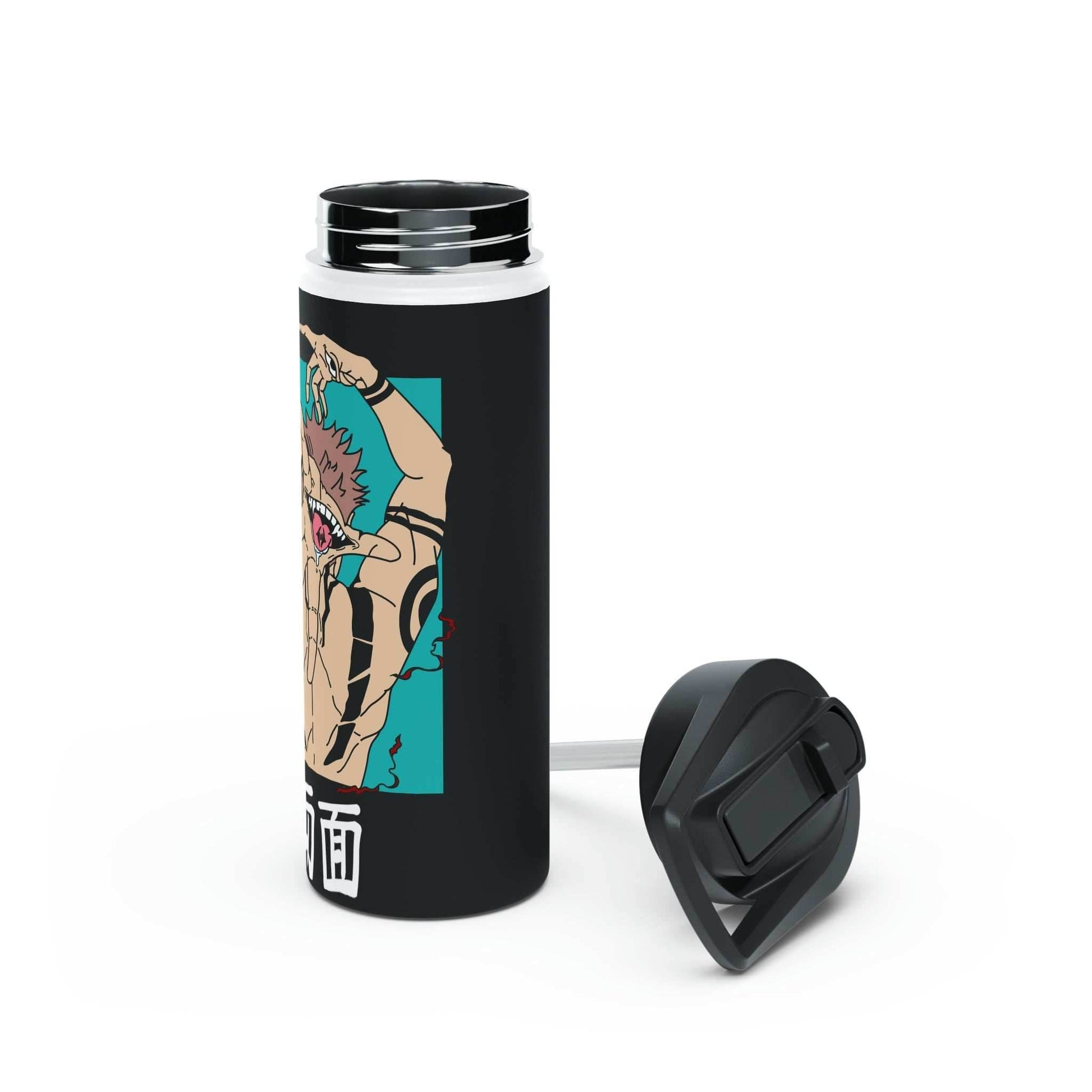 Stainless Steel Sukuna Anime Insulated Water Bottle With Standard Lid - 12oz / Black