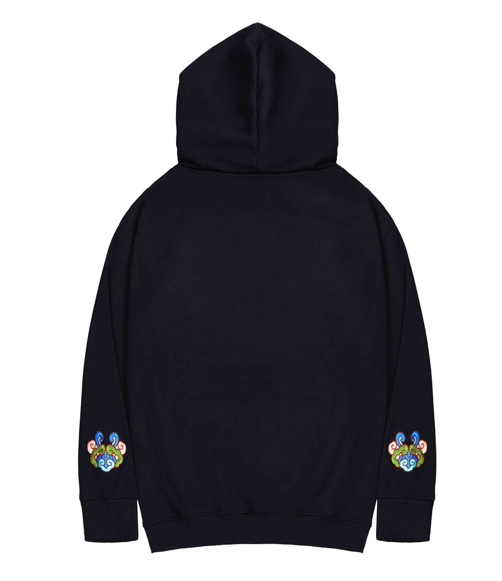 KH9232 Mountains Embroidery Hoodie - Black / S