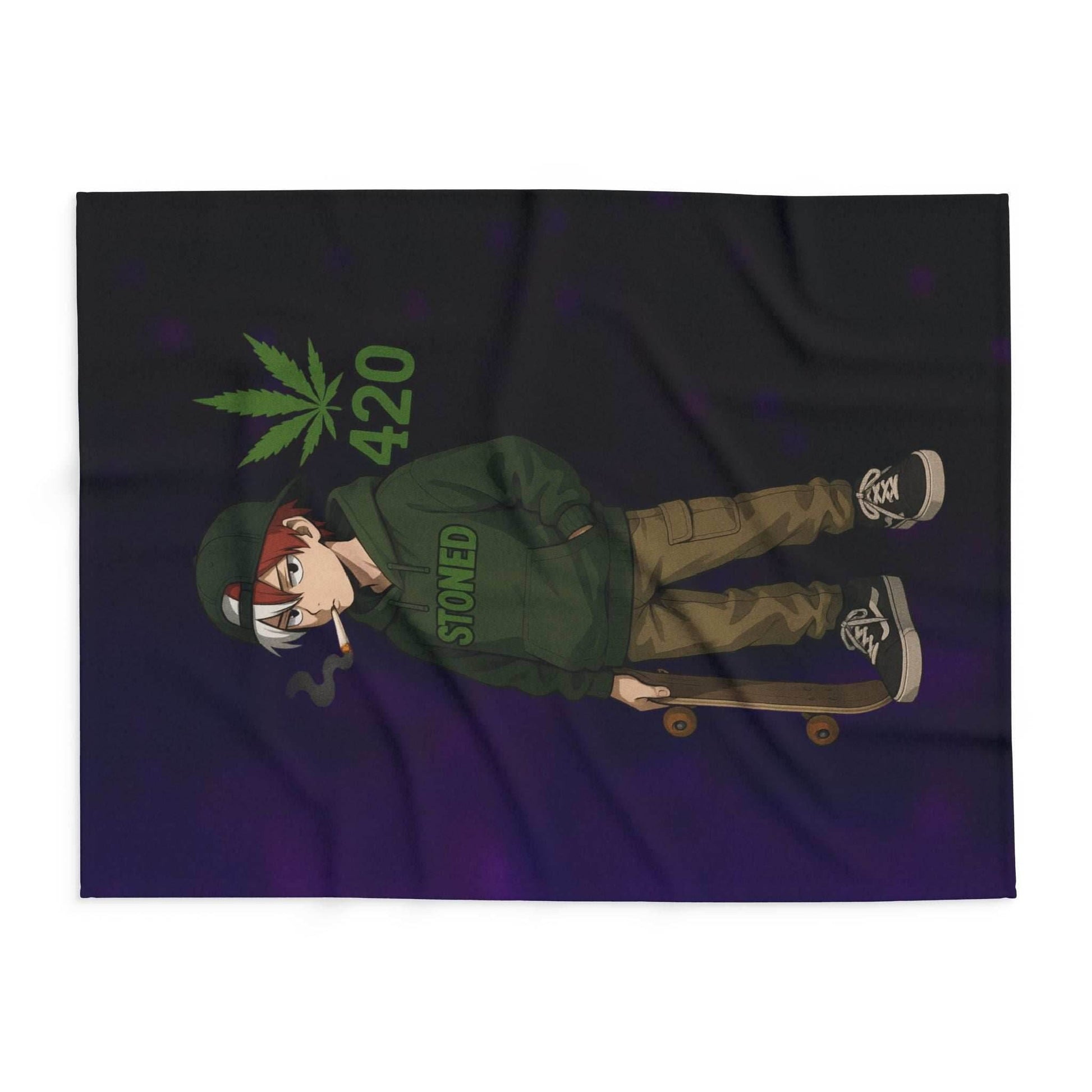 Stoner Vibe hero school Fleece Blanket, Cozy Blanket for Chill Sessions, Anime Décor, 420 Gift, Skater Style Blanket, Warm Throw - 30'' × 40''