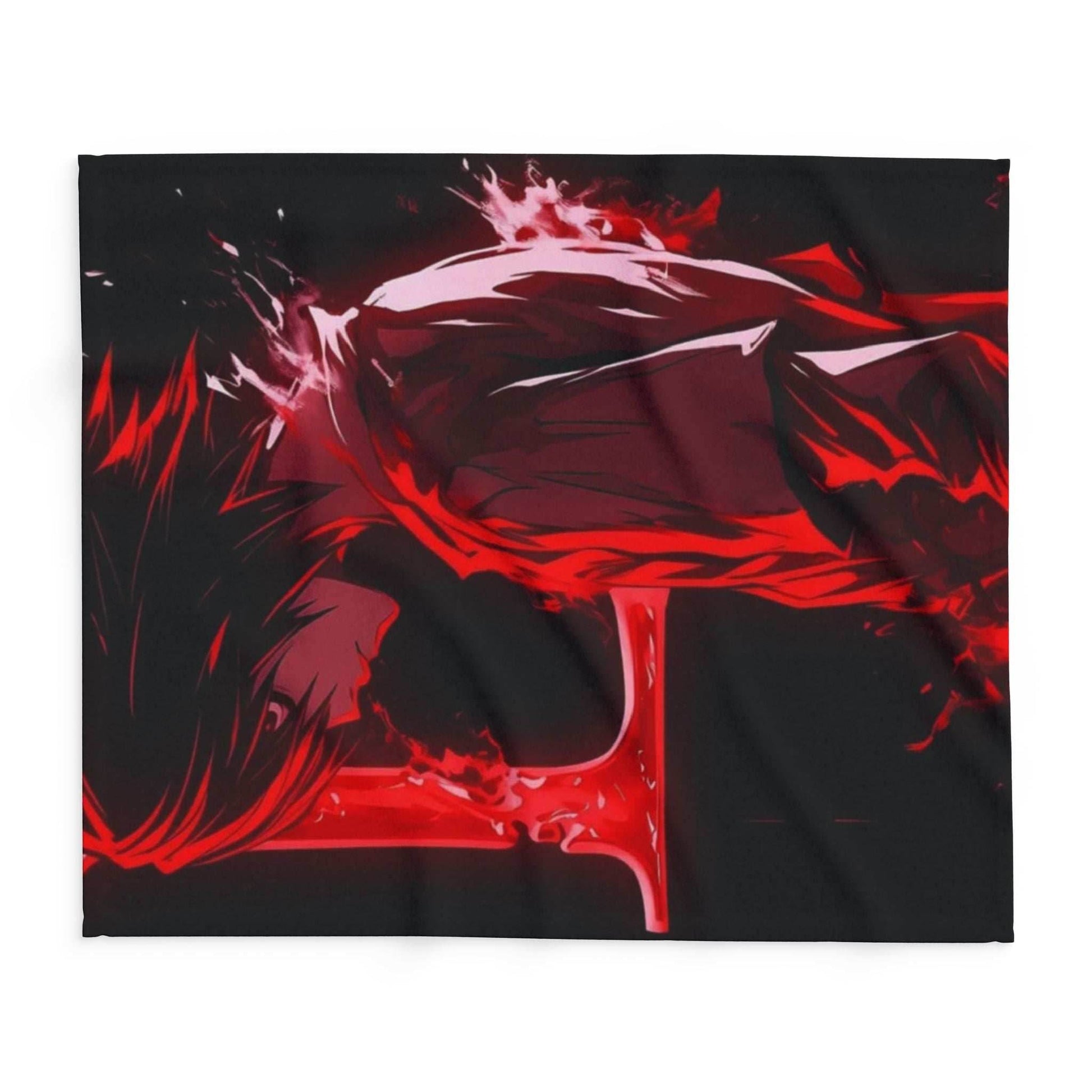 Dn L Anime-Inspired Cozy Fleece Blanket, Art Blanket, Throw for Gaming Room, Home Decor, Gift for Anime Lovers, Red and Black Design - 30'' × 40''