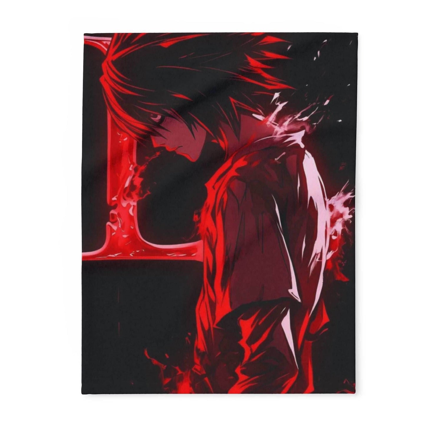 Dn L Anime-Inspired Cozy Fleece Blanket, Art Blanket, Throw for Gaming Room, Home Decor, Gift for Anime Lovers, Red and Black Design - 30'' × 40''