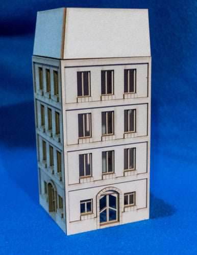 15mm European City Corner Building (Matboard) - 15MCSS124 - 