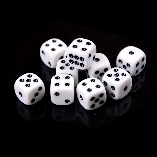 White All Black Dot 12MM Rounded DiceBlack Dot 12MM Rounded Dice
 Product information:
 
 Product category: Dice
 
 Material: Acrylic
 
 Styles: rounded corners
 
 Shape: Six sided
 
 Color: White
 
 Dice specification: 12mm


PadiceDungeonDice1