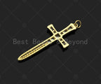 Gold Filled CZ Micro Pave Cross Sword Shape Pendan,18K Gold Filled Cross Charm, Necklace Bracelet Charm Pendant,18x43mm,Sku#Y460