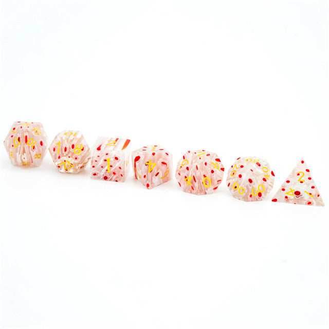 Flower Glass DND Dice Red Limited Edition in Wood Box - 