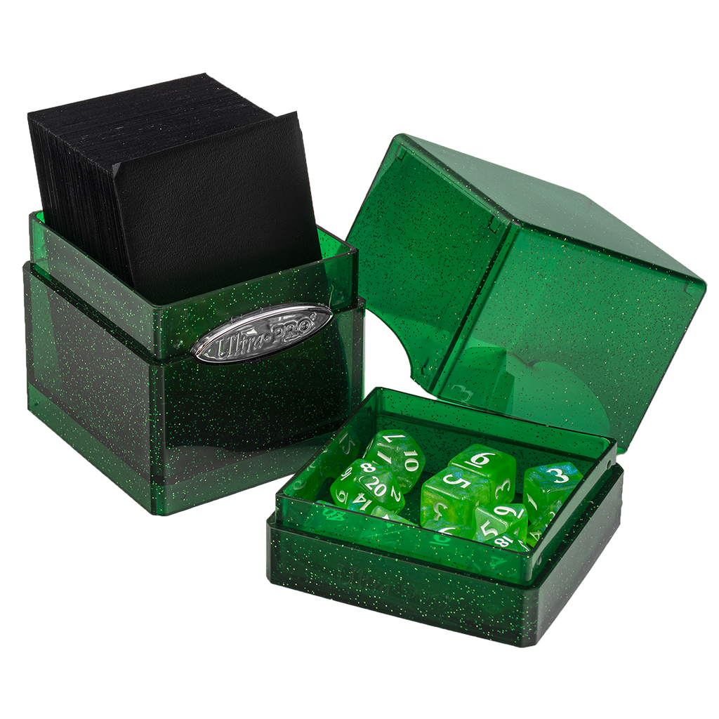 Glitter Satin Tower Deck Box - Green