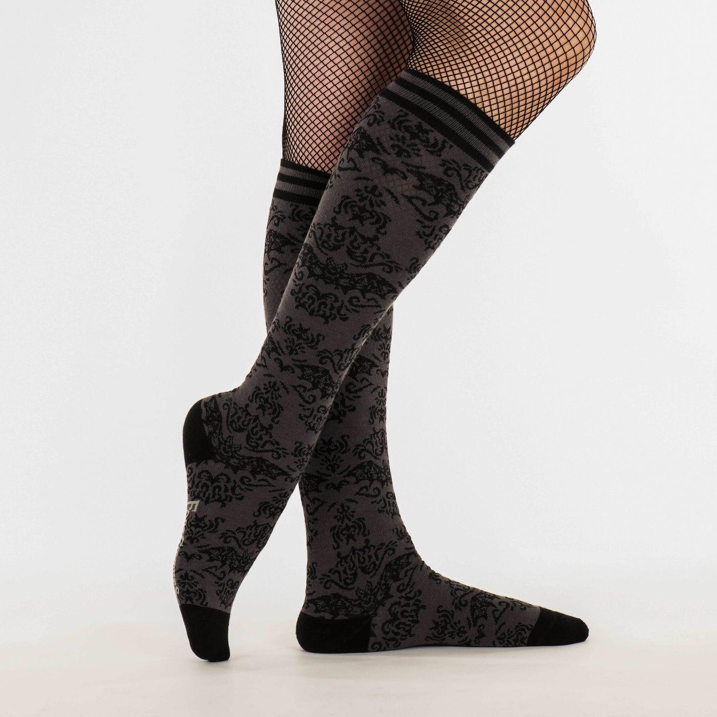 Grey & Black Knee High Sock Pack | 2 Designs - 