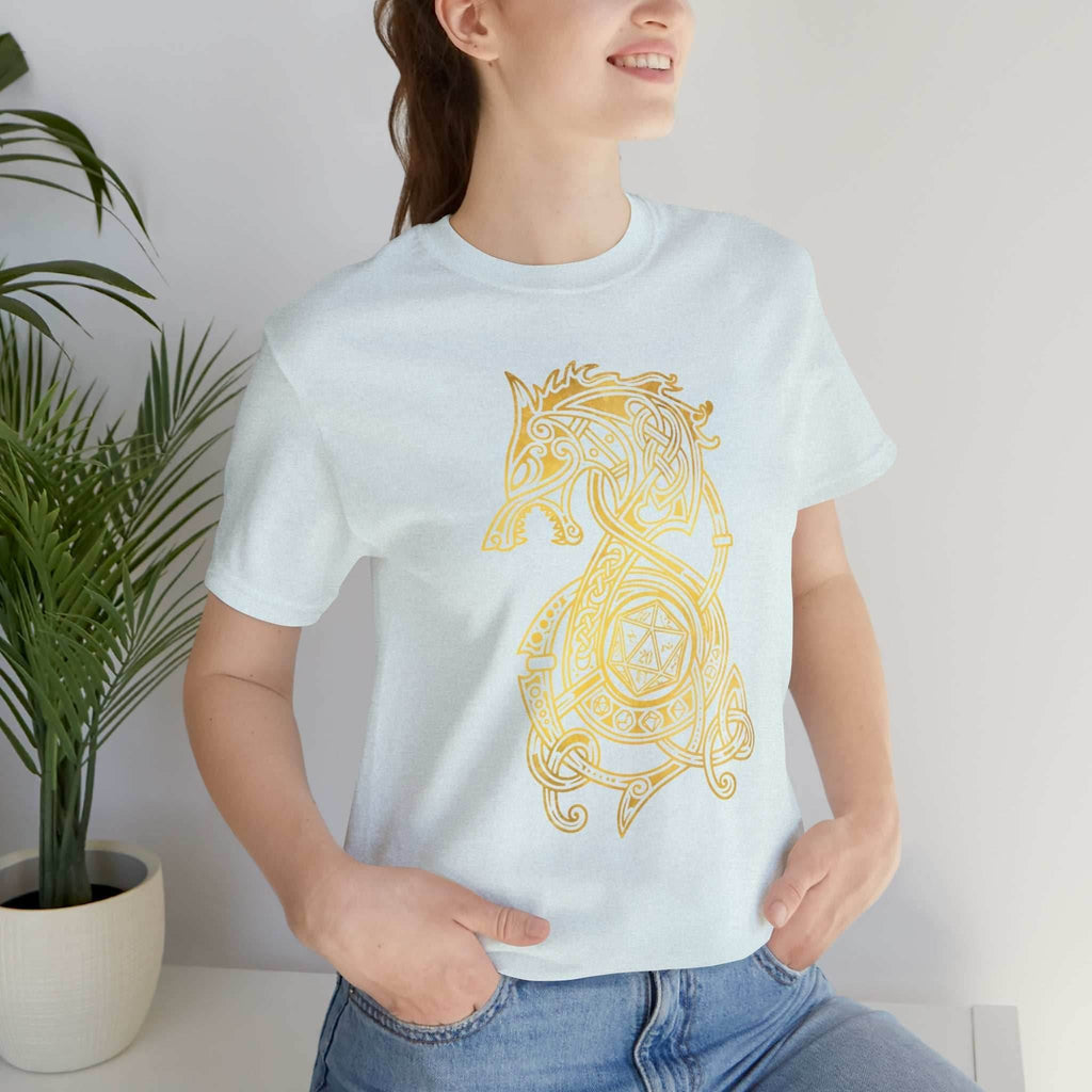 Golden Celtic Dice Dragon Shirt - Army / S