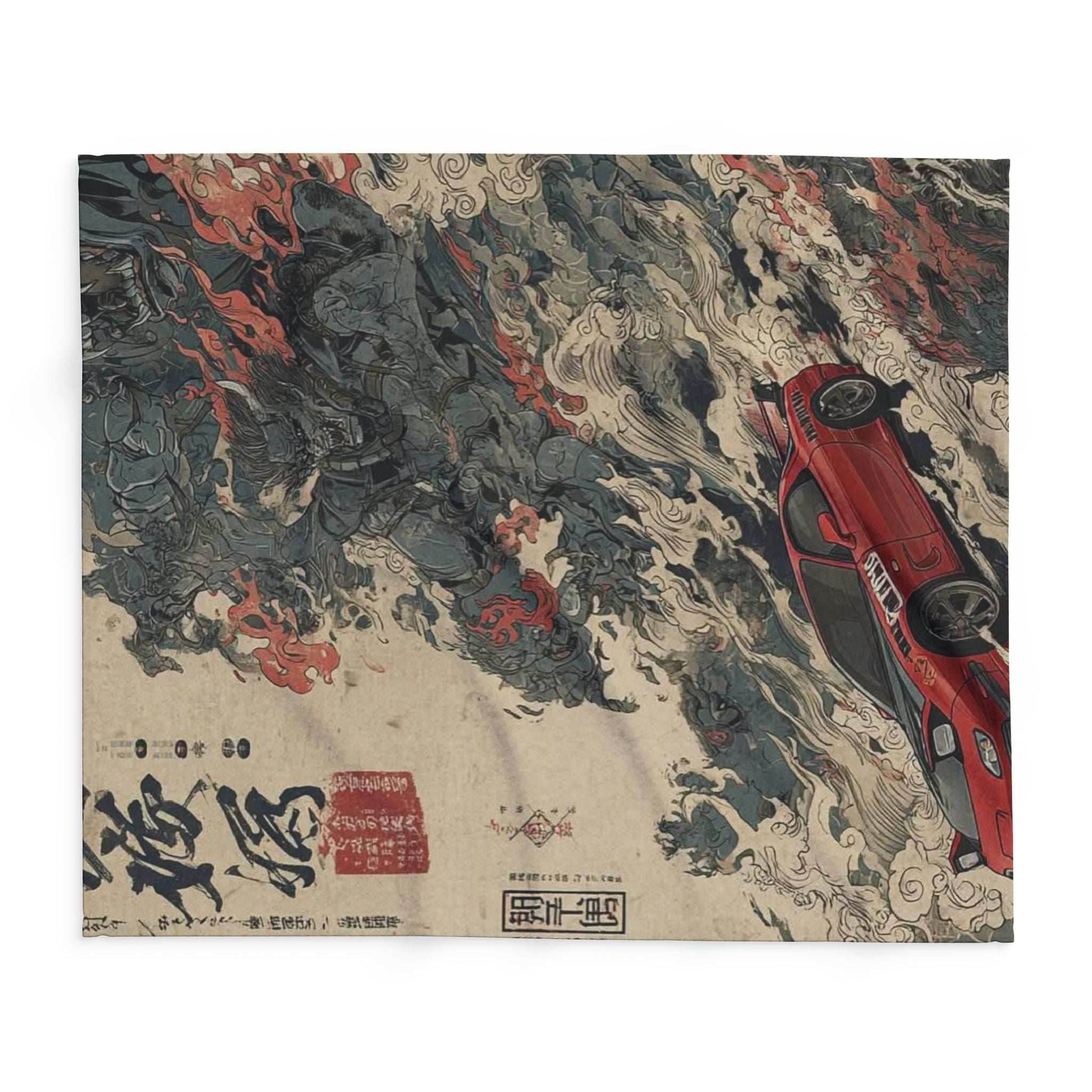Japanese Art Car Arctic Fleece Blanket, Cozy Throw Blanket, Automotive Decor, Car Lover Gift, Comfortable Bedding, Unique Home Decor - 30'' × 40''