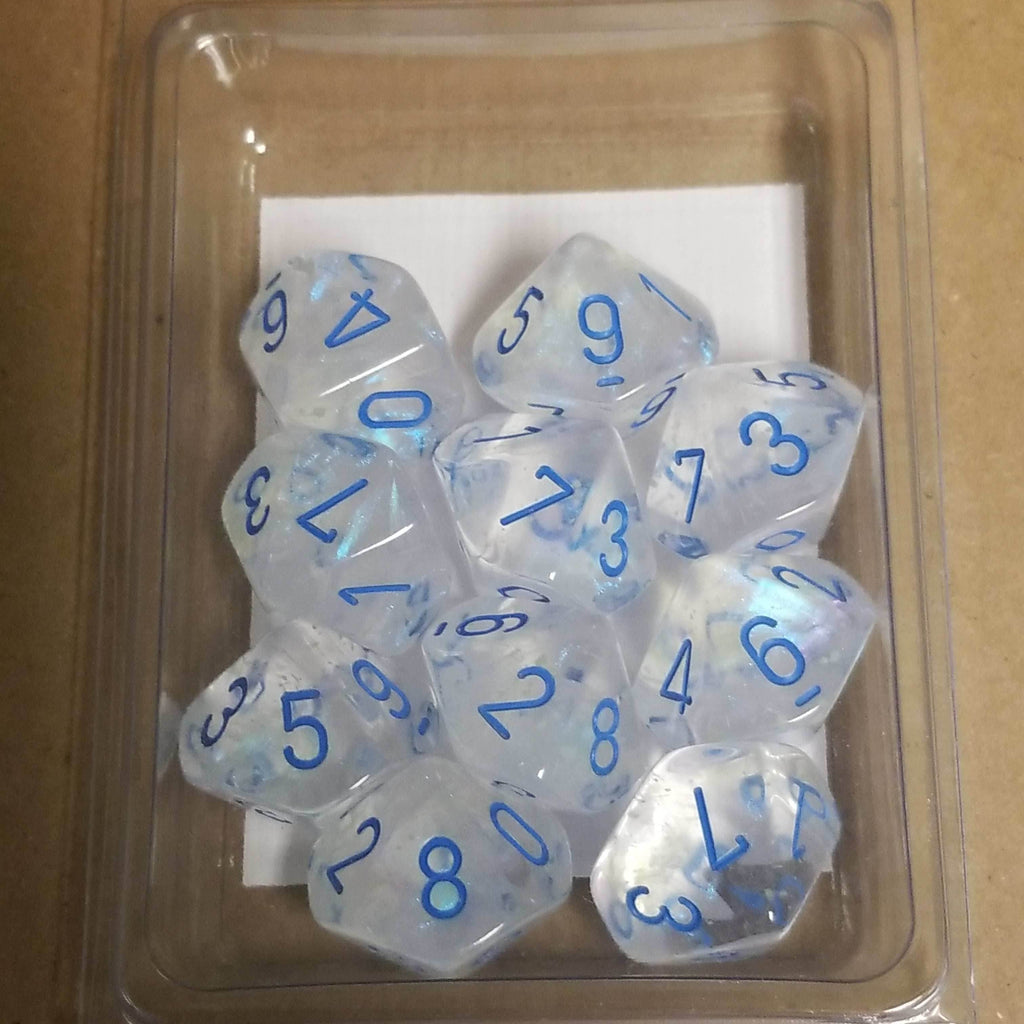 Borealis Icicle /light blue 7-Dice / 16mm / 12mm / 30mm Luminary - Ten d10