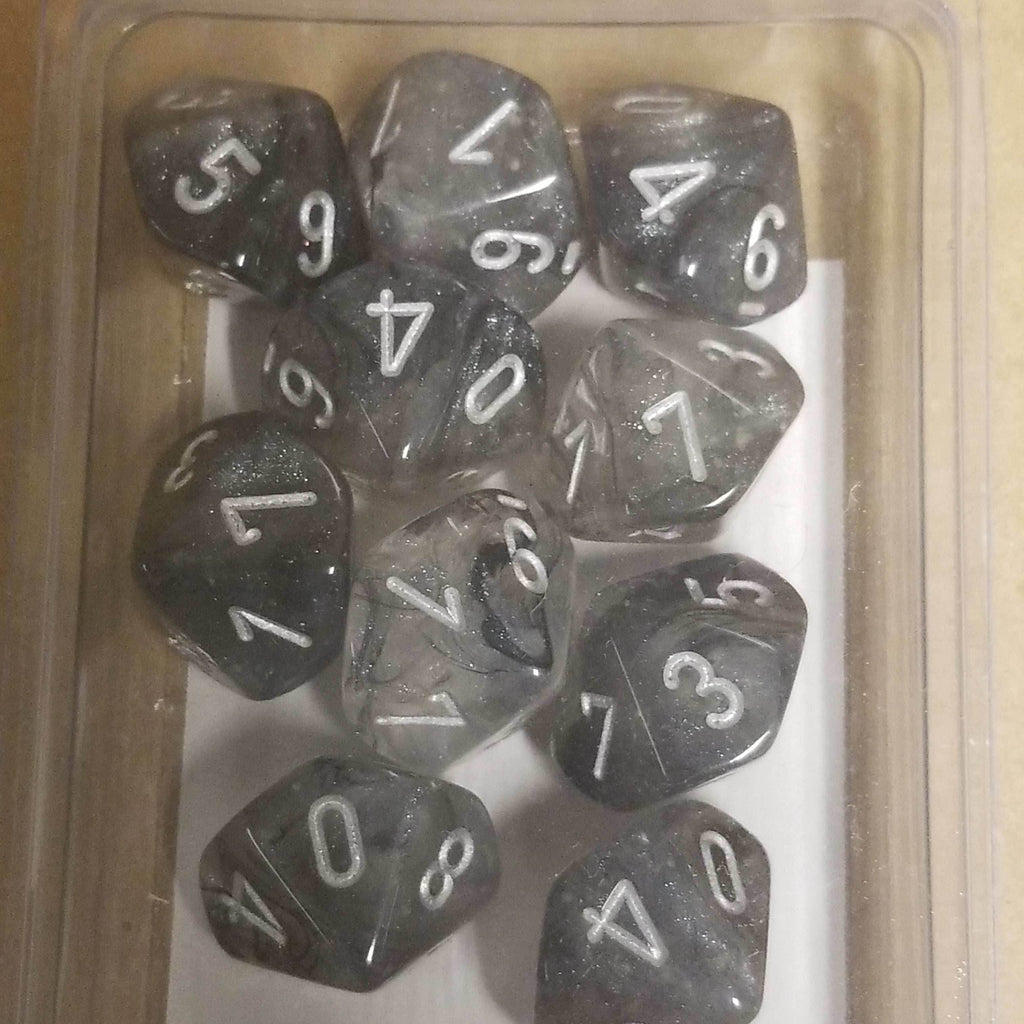Borealis Light Smoke/silver 7-Dice / 16mm / 12mm / 30mm Luminary - Ten d10