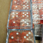 Nebula Red/silver Luminary 7-Dice/16mm/12mm/30mm/Ten10's - 16mm Block