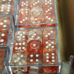 Nebula Red/silver Luminary 7-Dice/16mm/12mm/30mm/Ten10's - 12mm Block