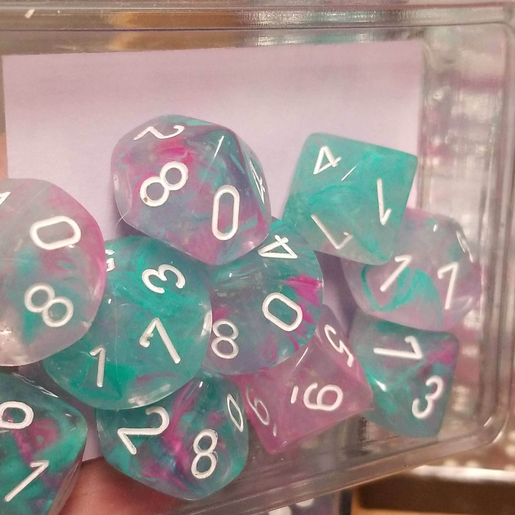 Nebula Wisteria Blue/Purple Luminary 7-Dice/16mm/12mm/30mm/Ten10's - Ten 10's