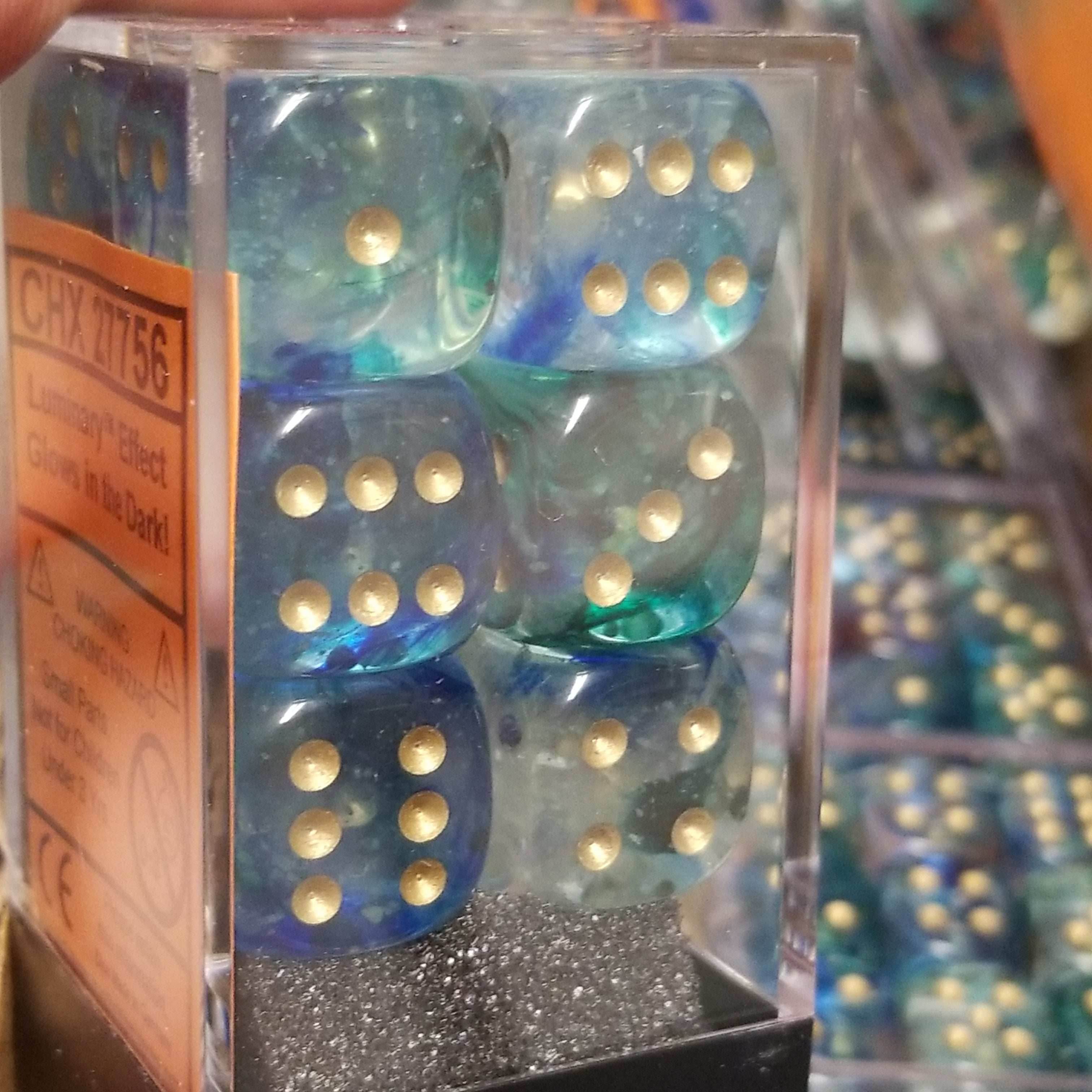 Nebula Oceanic/gold Luminary 7-Dice/16mm/12mm/30mm/Ten10's - 16mm Block