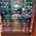 Nebula Oceanic/gold Luminary 7-Dice/16mm/12mm/30mm/Ten10's - 12mm Block
