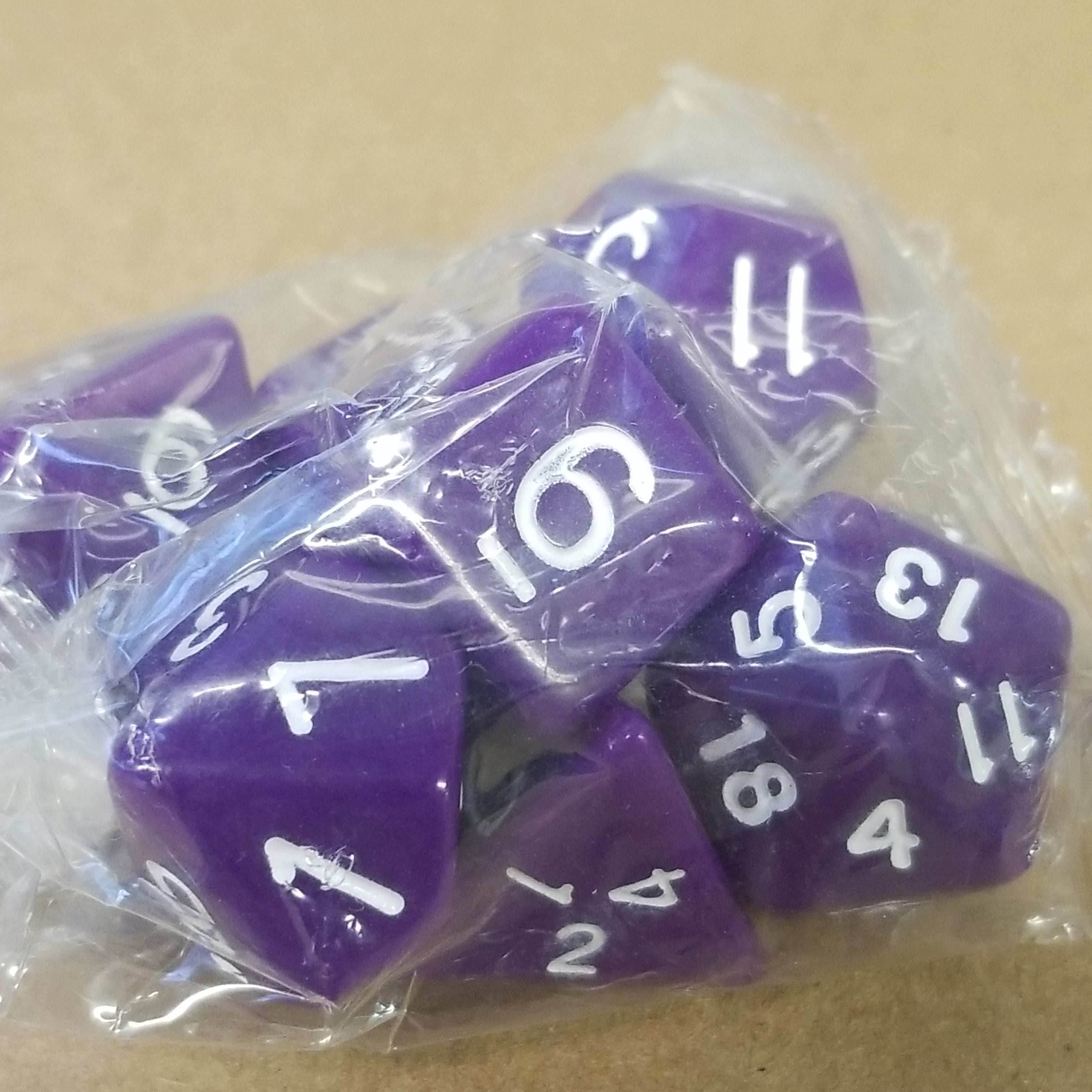 Purple Opaque 7 Die Set Polyhedral Dice by BrycesDice RPG Magic D&D Unique - 