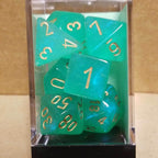 Borealis Light Green /gold 7-Dice / 16mm / 12mm Luminary - 7-Dice