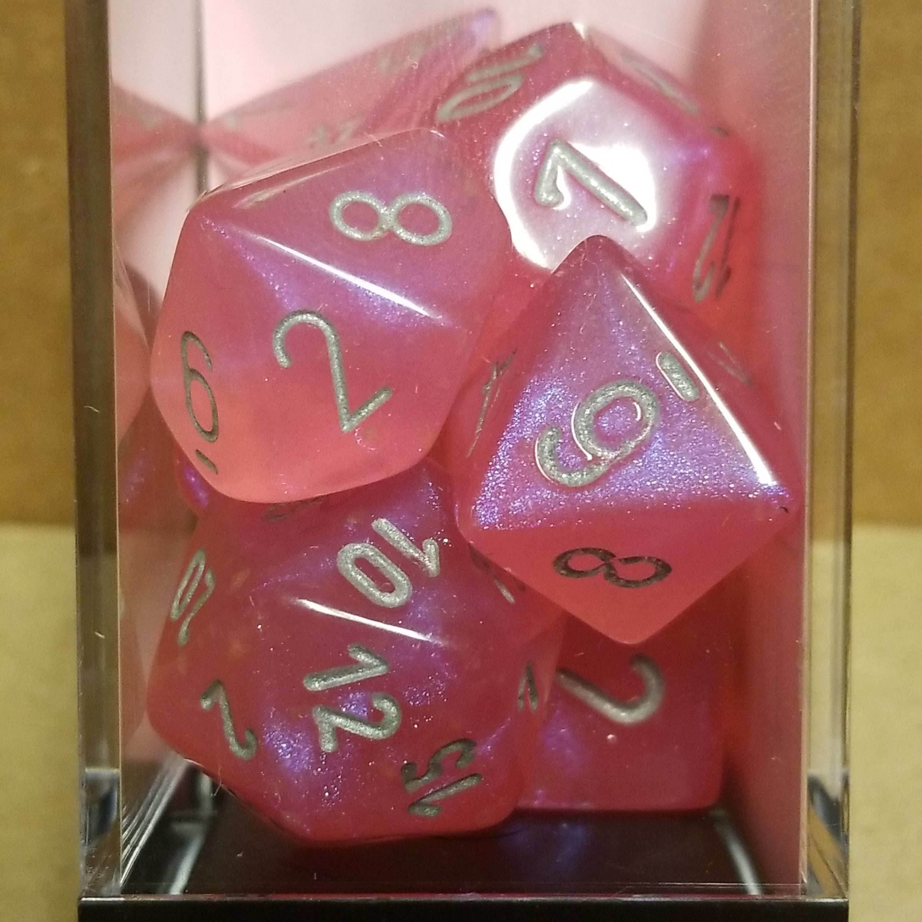 Borealis Pink/silver 7-Dice / 16mm / 12mm / 30mm Luminary - 7-Dice