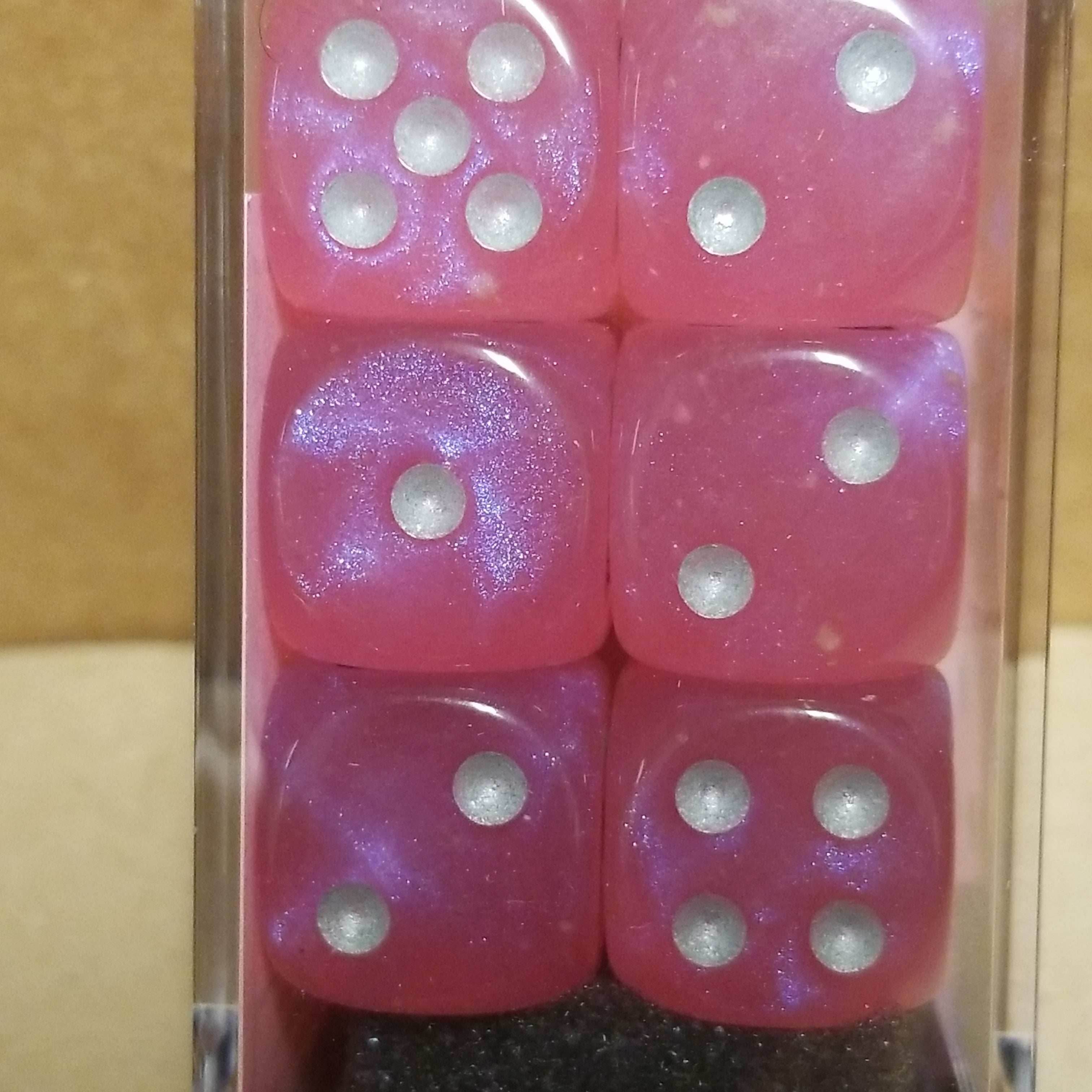 Borealis Pink/silver 7-Dice / 16mm / 12mm / 30mm Luminary - 16mm Block