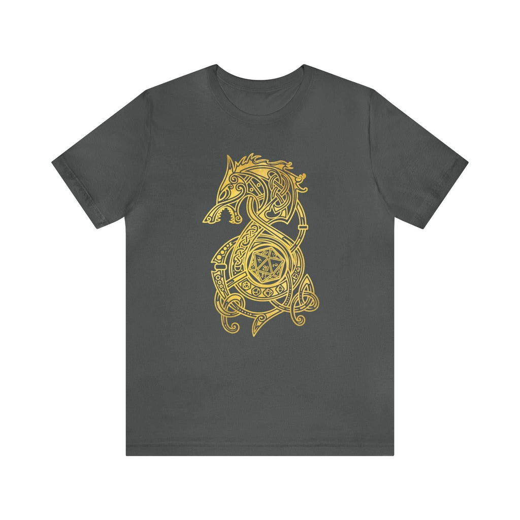 Golden Celtic Dice Dragon Shirt - Asphalt / S