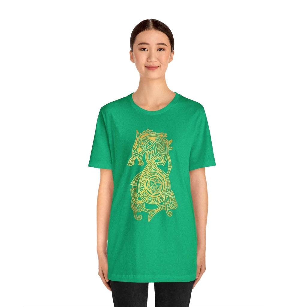 Golden Celtic Dice Dragon Shirt - Army / S