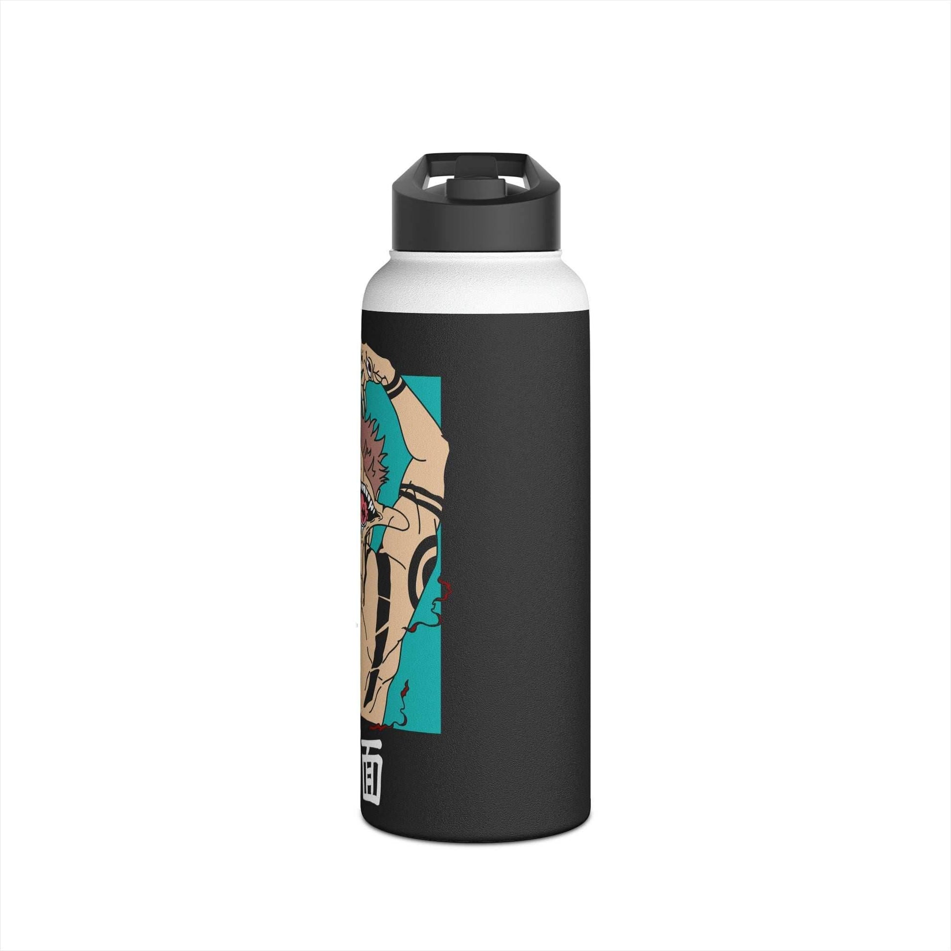 Stainless Steel Sukuna Anime Insulated Water Bottle With Standard Lid - 12oz / Black
