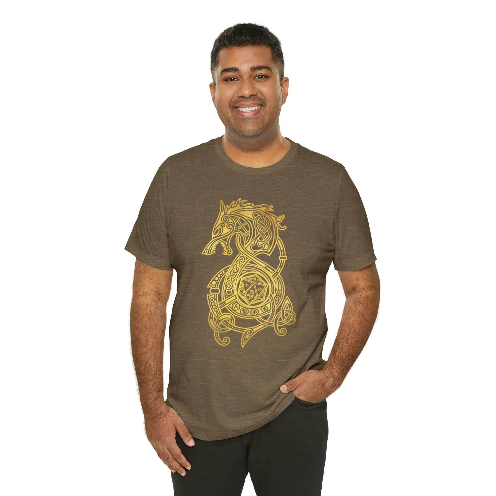 Golden Celtic Dice Dragon Shirt - Army / S
