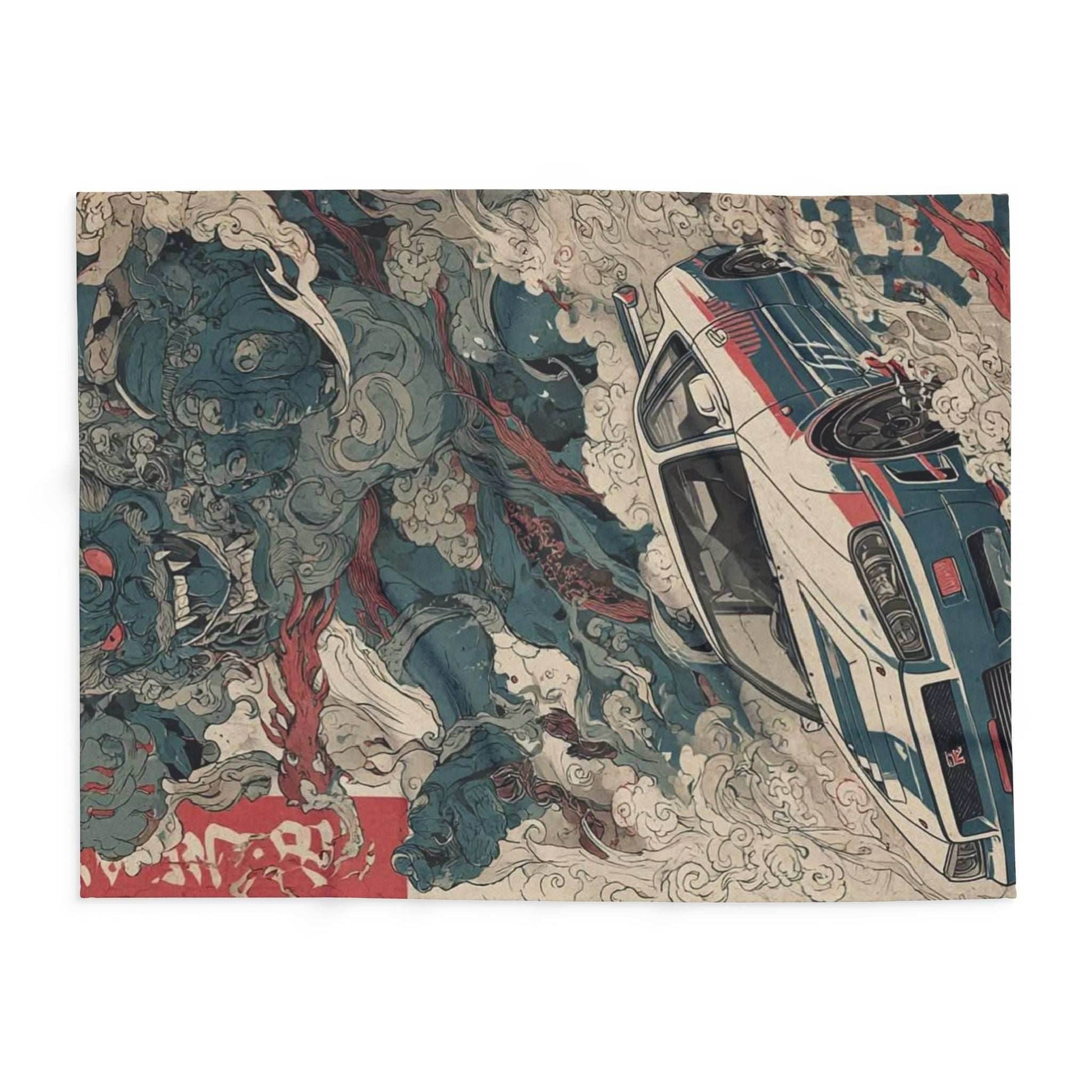 Arctic Fleece Blanket with Bold Car and Monster Design, Cozy Throw for Car Lovers, Unique Gift for Birthdays, Home Decor, Movie Nights - 30'' × 40''