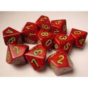Chessex d10 Set of 10 Dice - Speckled: Strawberry