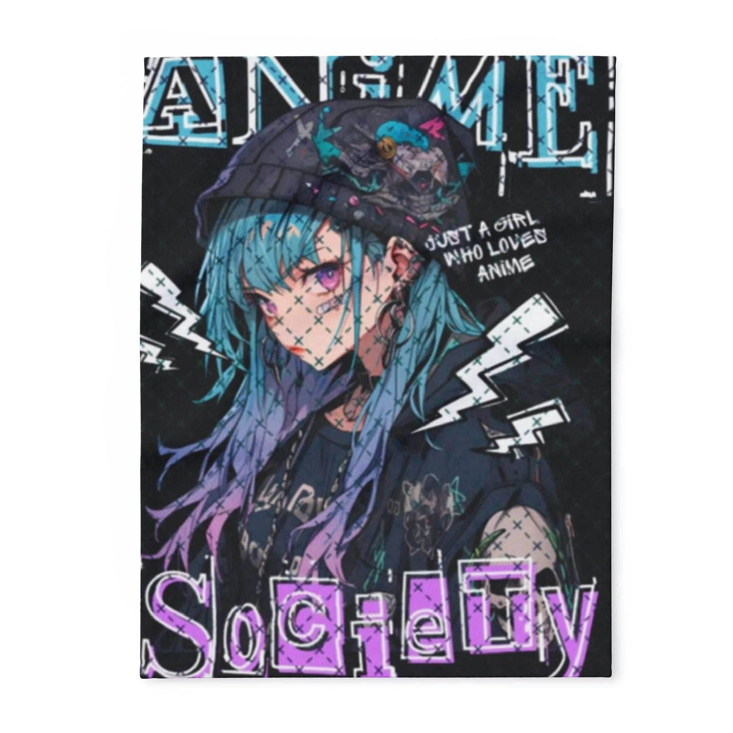 Anime Society Fleece Blanket, Cozy Throw Blanket, Warm Blanket, Gift for Anime Lovers, Home Decor, Bedroom Accessories - 30'' × 40''