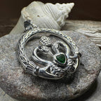 Celtic Swan Claddagh Necklace - 18 / Garnet
