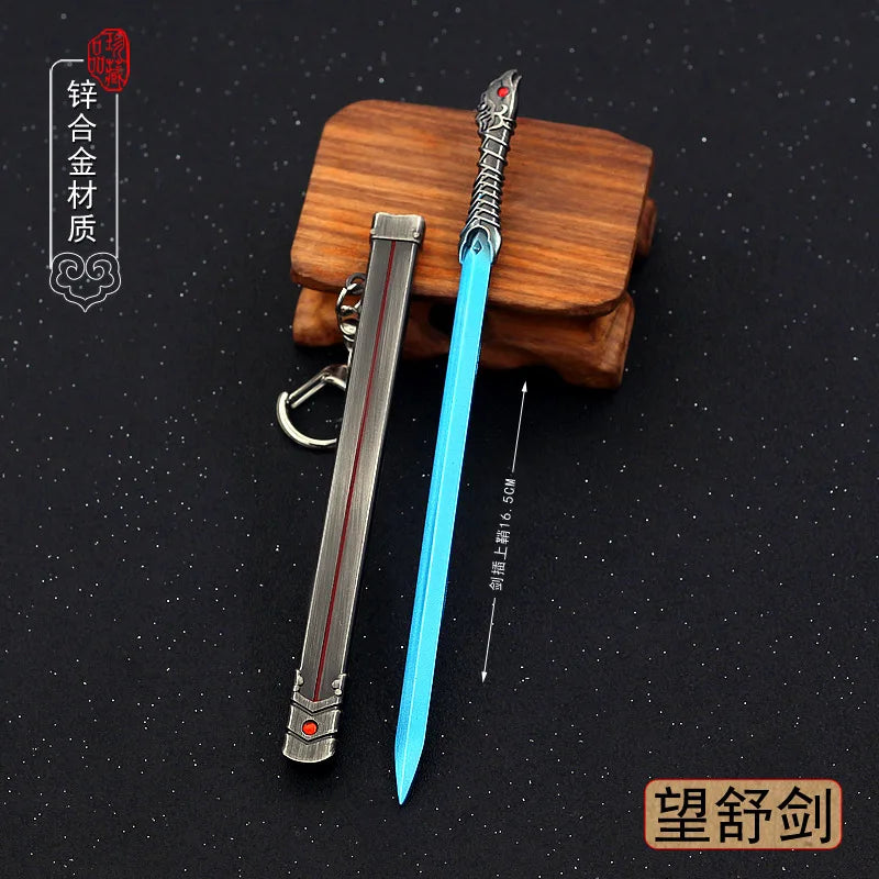 16cm WangShu Weapon Sword Keychain Ancient Chinese Metal Melee Cold Weapon Model Game Anime Peripherals Home Decoration Crafts