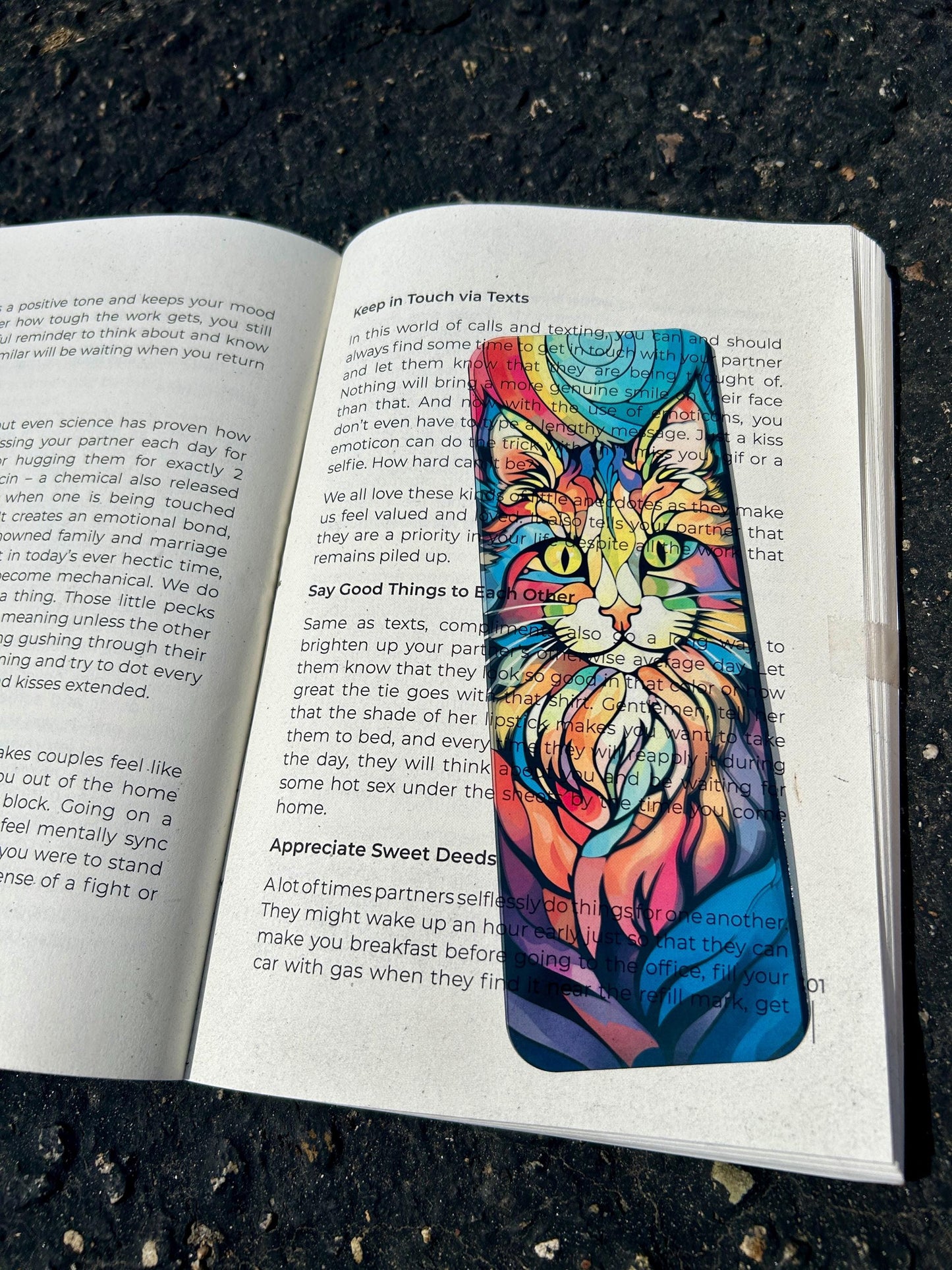 Acid Trip Psychedelic Kitty Bookmark – Vibrant Trippy Cat Art, Groovy Feline Gift, Mind-Bending Bookmark for Cat Lovers