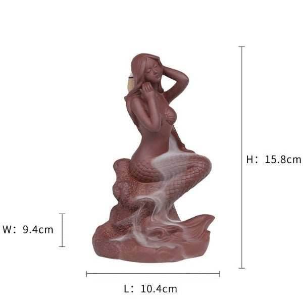 Mermaid Backflow Incense Burner - Brown