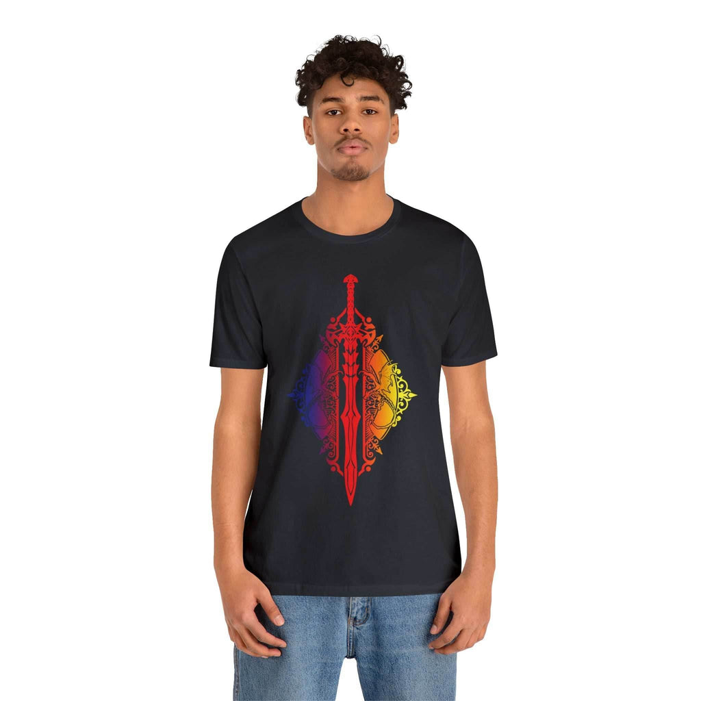 Sunset Ombre Dragon and Sword Shirt - Asphalt / S