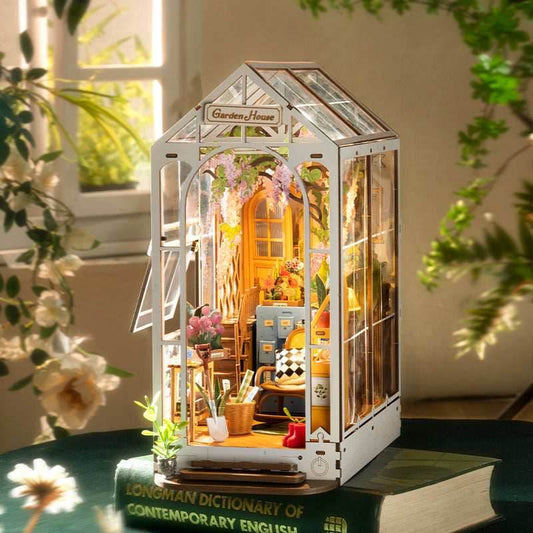 DIY Book Nook Kit – Garden House Bookshelf Insert Decoration - 