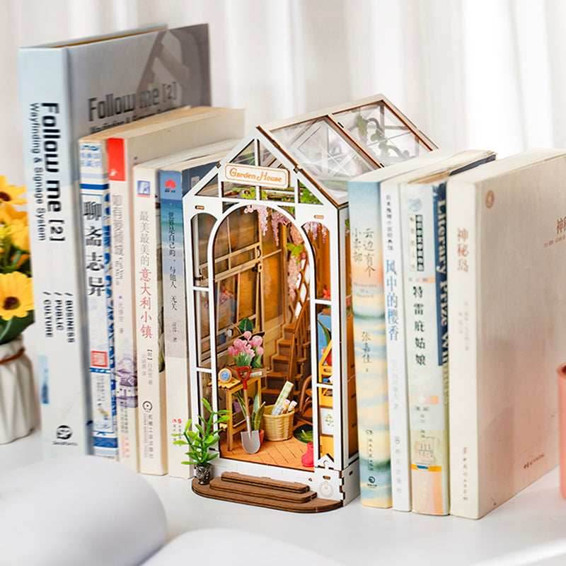 DIY Book Nook Kit – Garden House Bookshelf Insert Decoration - 