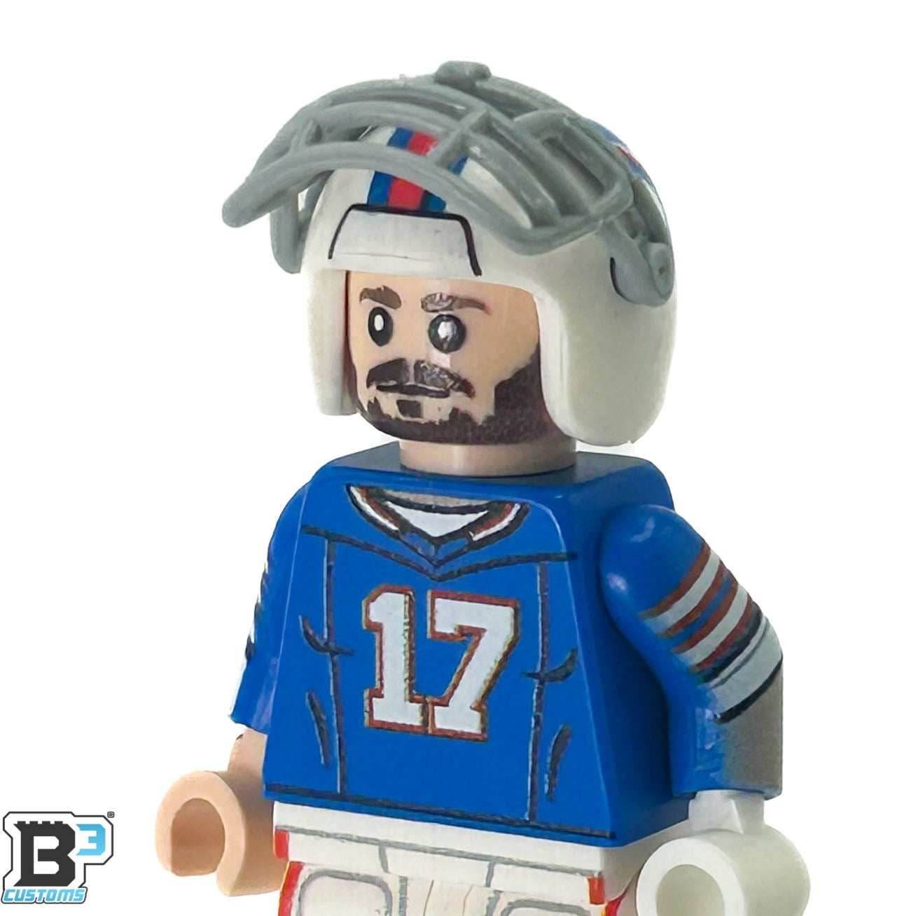 #17 QB Bills Football Player Minifig made using LEGO parts - B3 Customs - 
